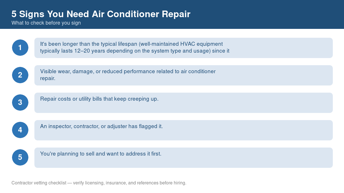 5 Signs You Need Air Conditioner Repair