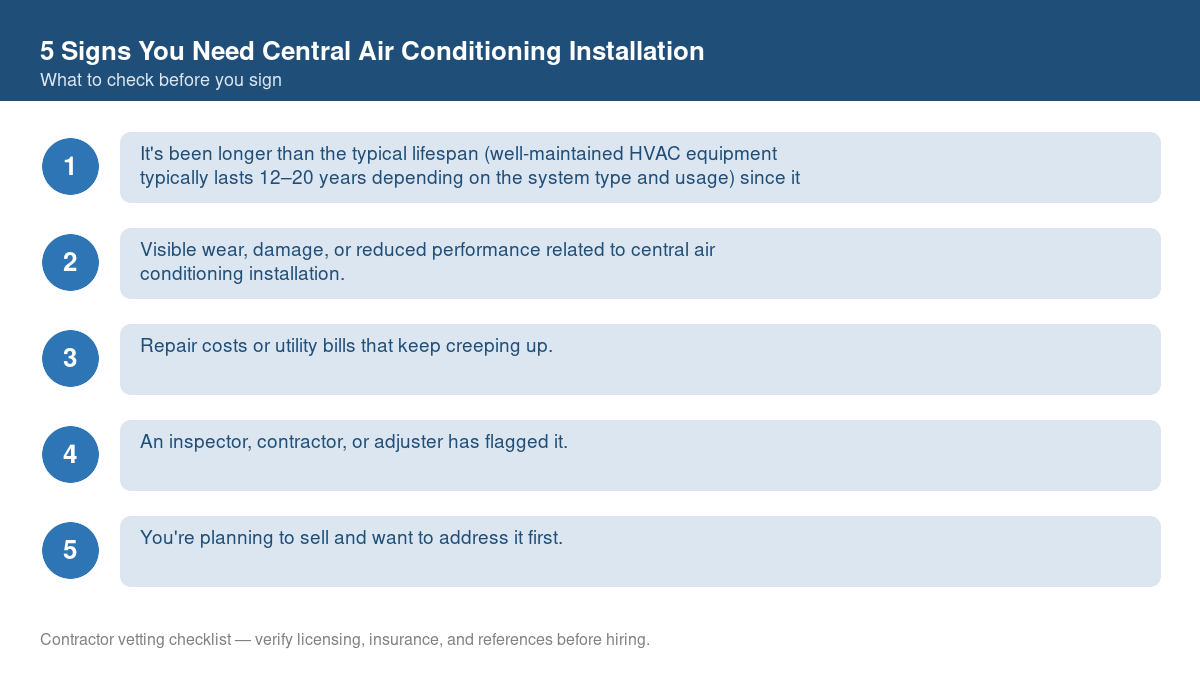 5 Signs You Need Central Air Conditioning Installation