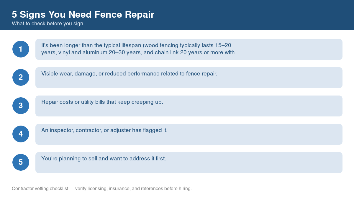 5 Signs You Need Fence Repair
