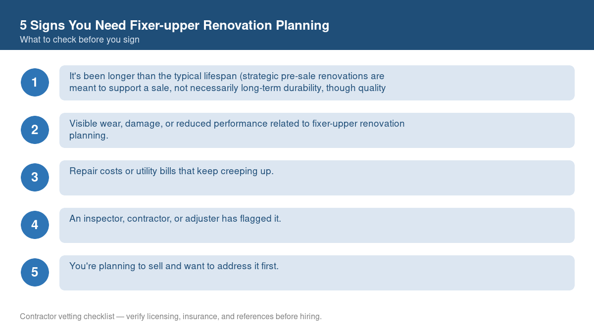 5 Signs You Need Fixer-upper Renovation Planning