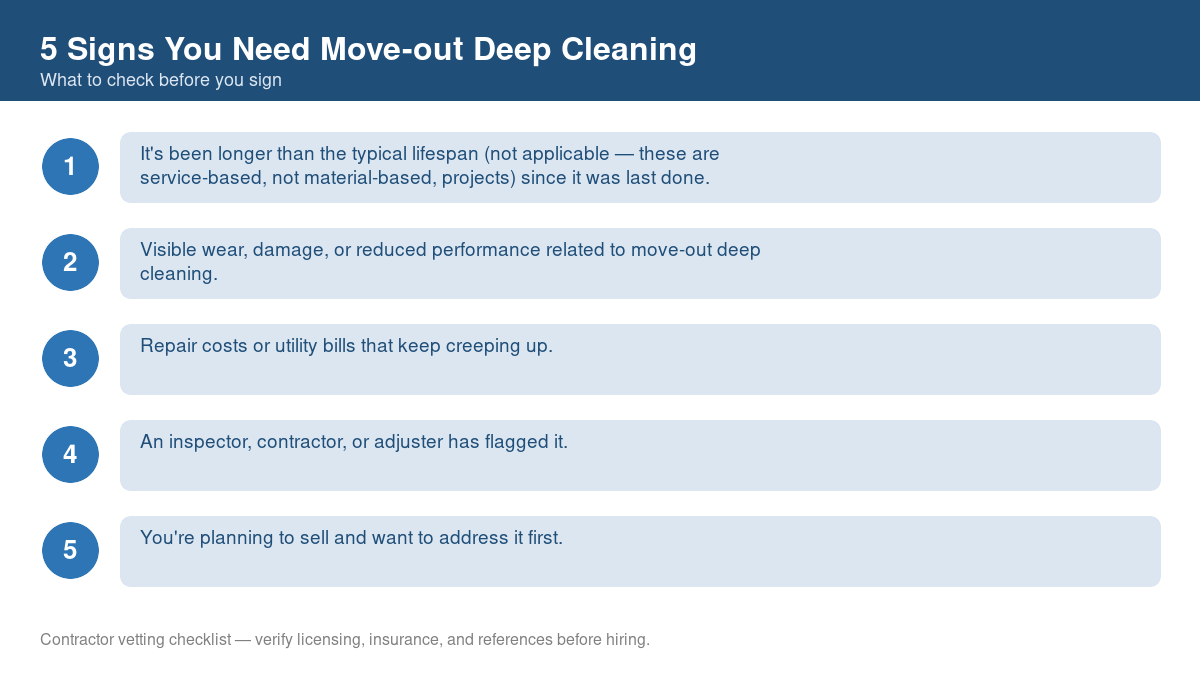 Checklist of warning signs that it's time for move-out deep cleaning