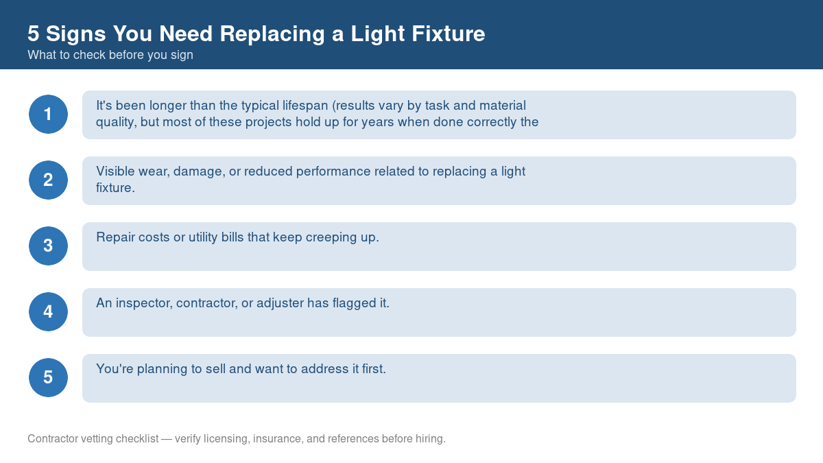 Checklist of warning signs that it's time for replacing a light fixture