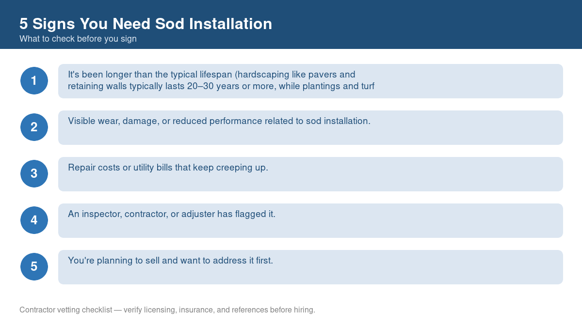 Checklist of warning signs that it's time for sod installation