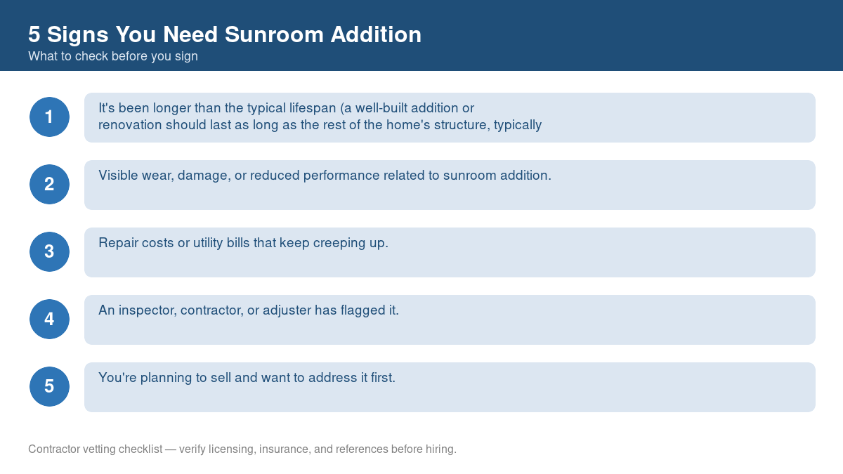 Checklist of warning signs that it's time for sunroom addition