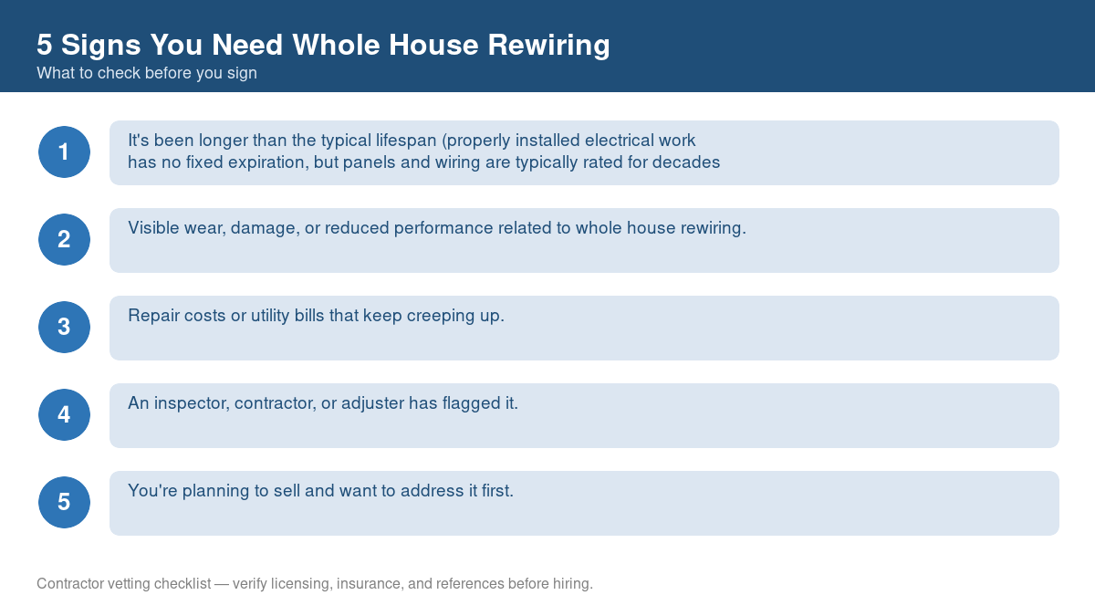 Checklist of warning signs that it's time for whole house rewiring