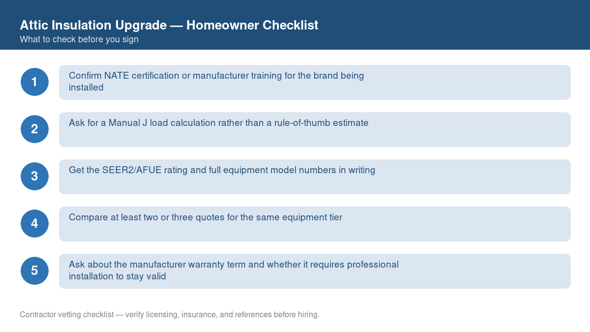 Checklist of steps to take before starting attic insulation upgrade
