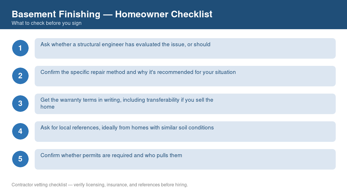 Checklist of steps to take before starting basement finishing