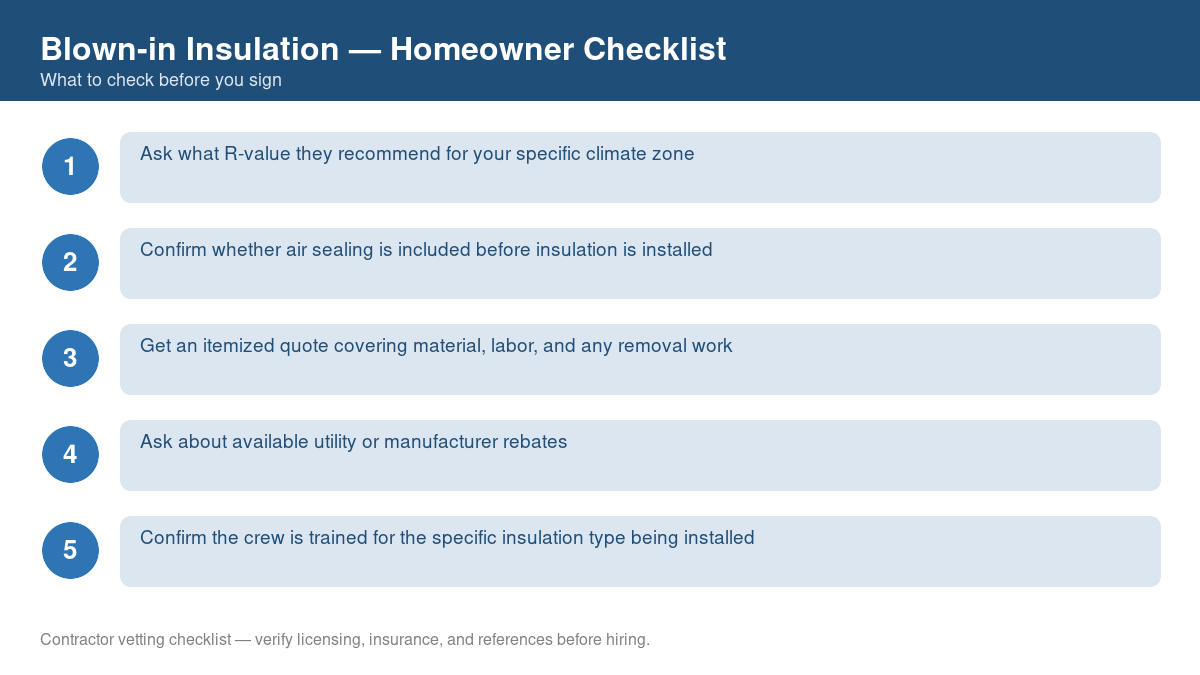 Checklist of steps to take before starting blown-in insulation