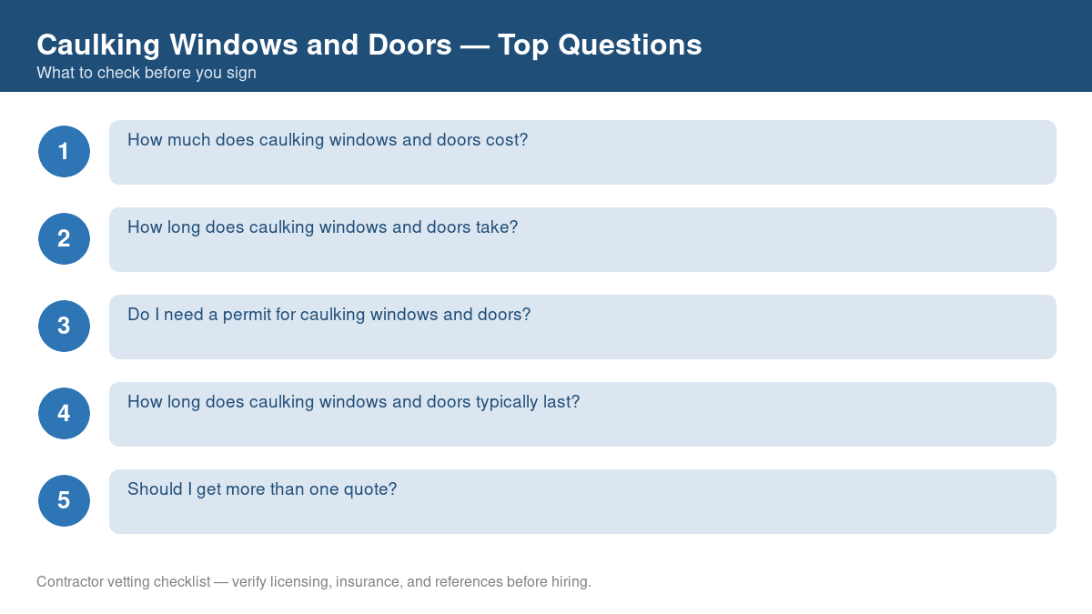Checklist of the most common homeowner questions about caulking windows and doors