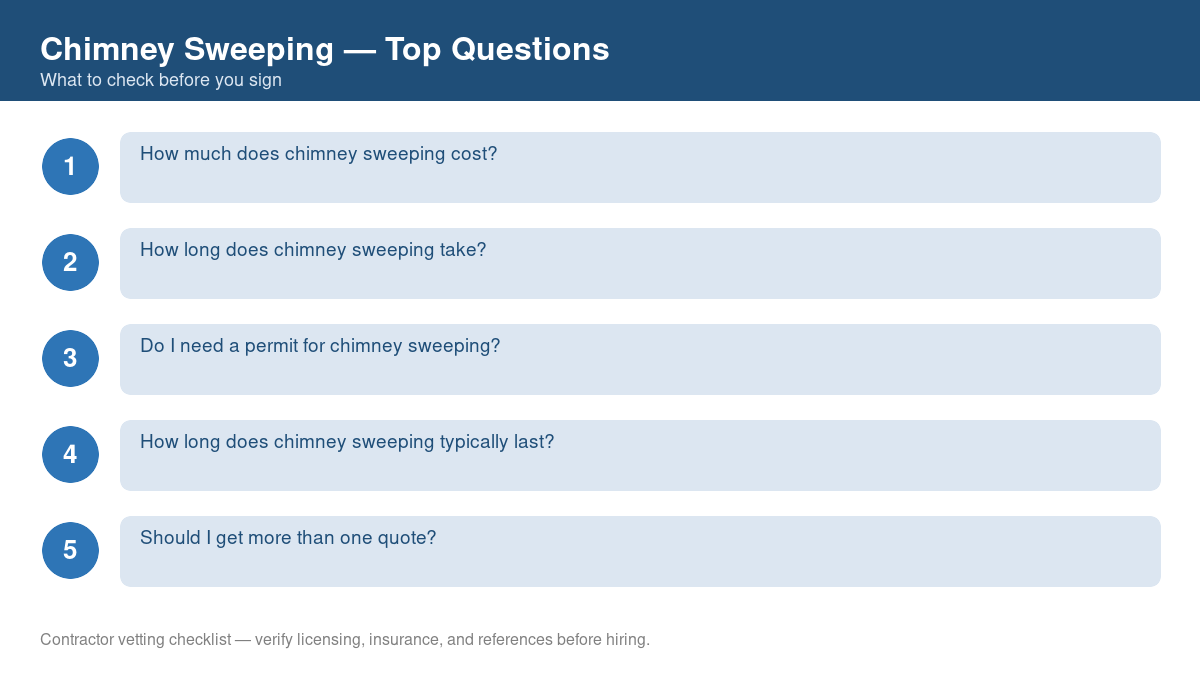 Checklist of the most common homeowner questions about chimney sweeping