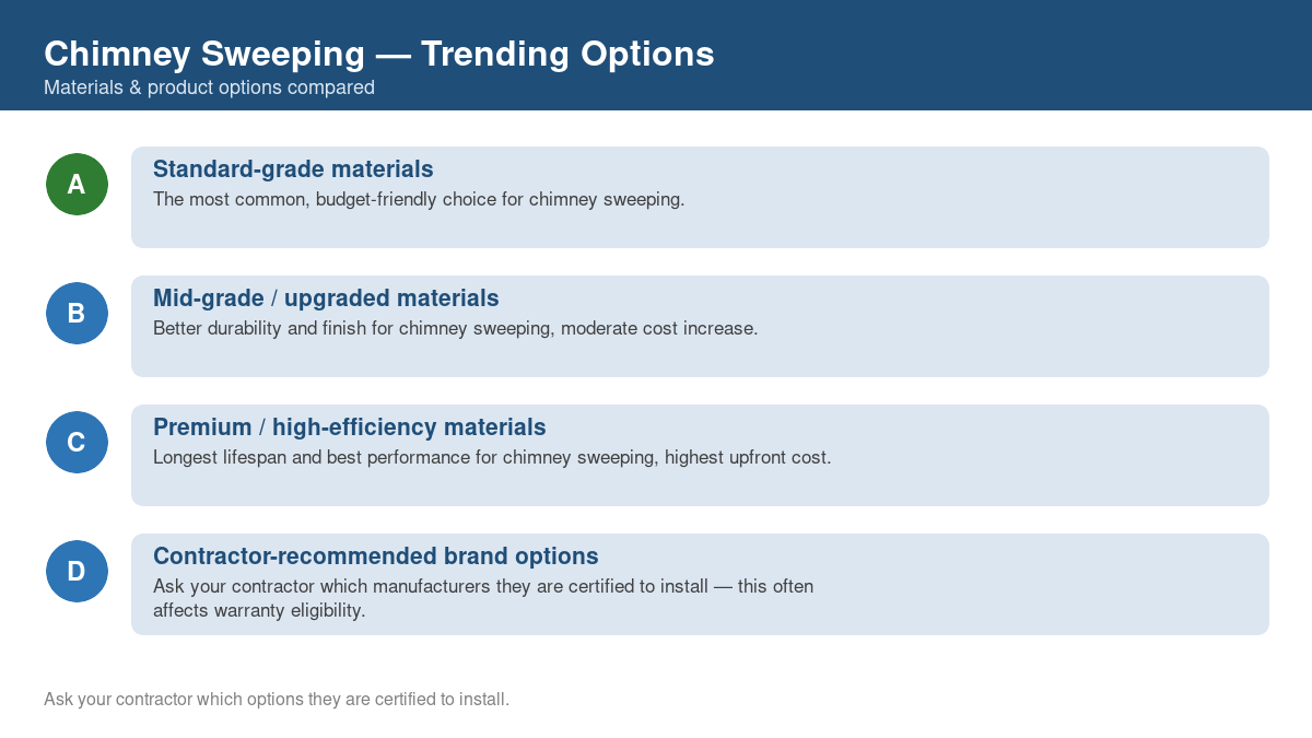 Comparison of trending material and product options for chimney sweeping in 2026