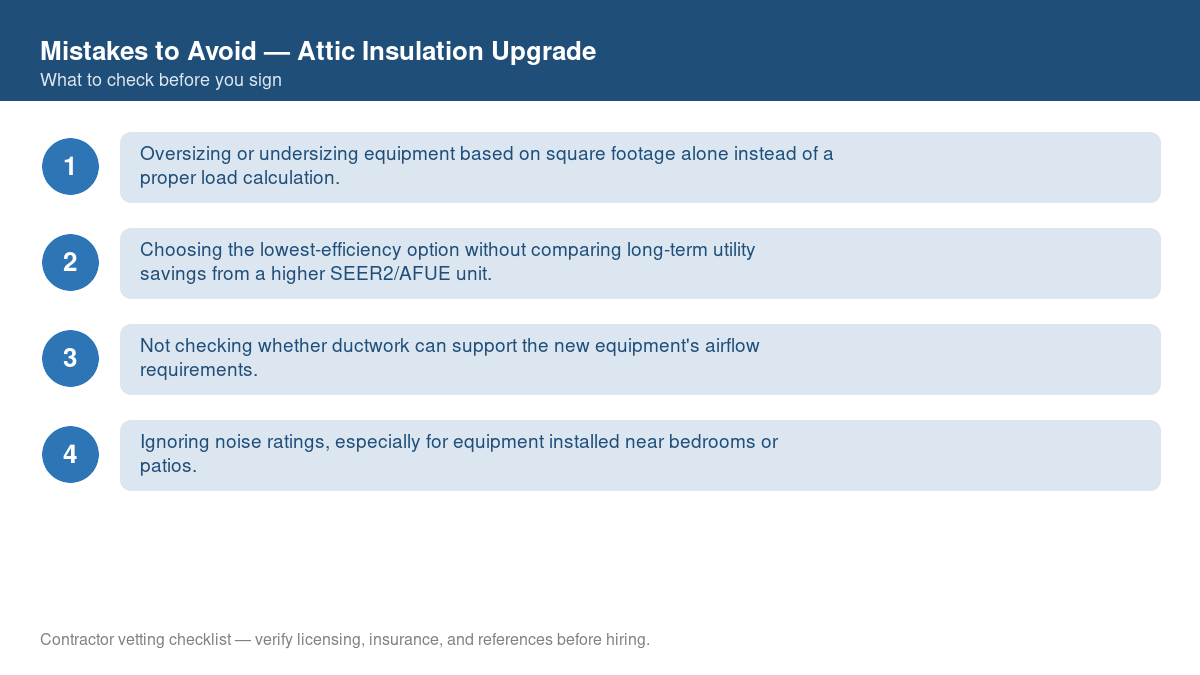 Checklist of common mistakes to avoid with attic insulation upgrade