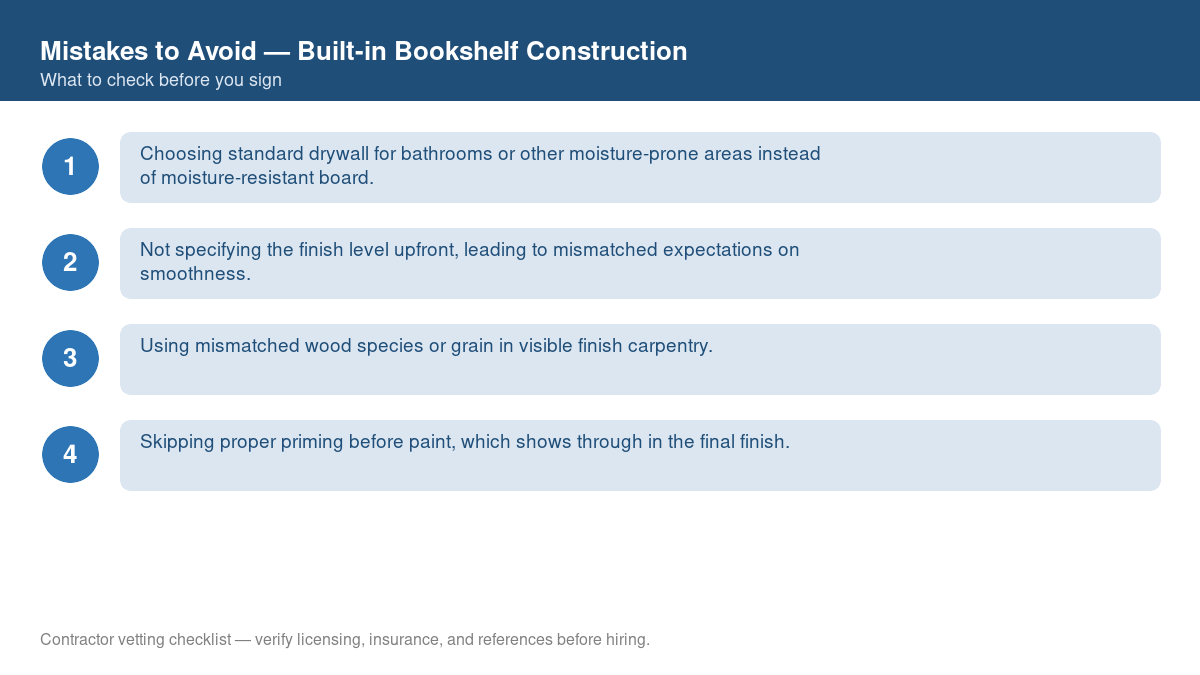 Checklist of common mistakes to avoid with built-in bookshelf construction