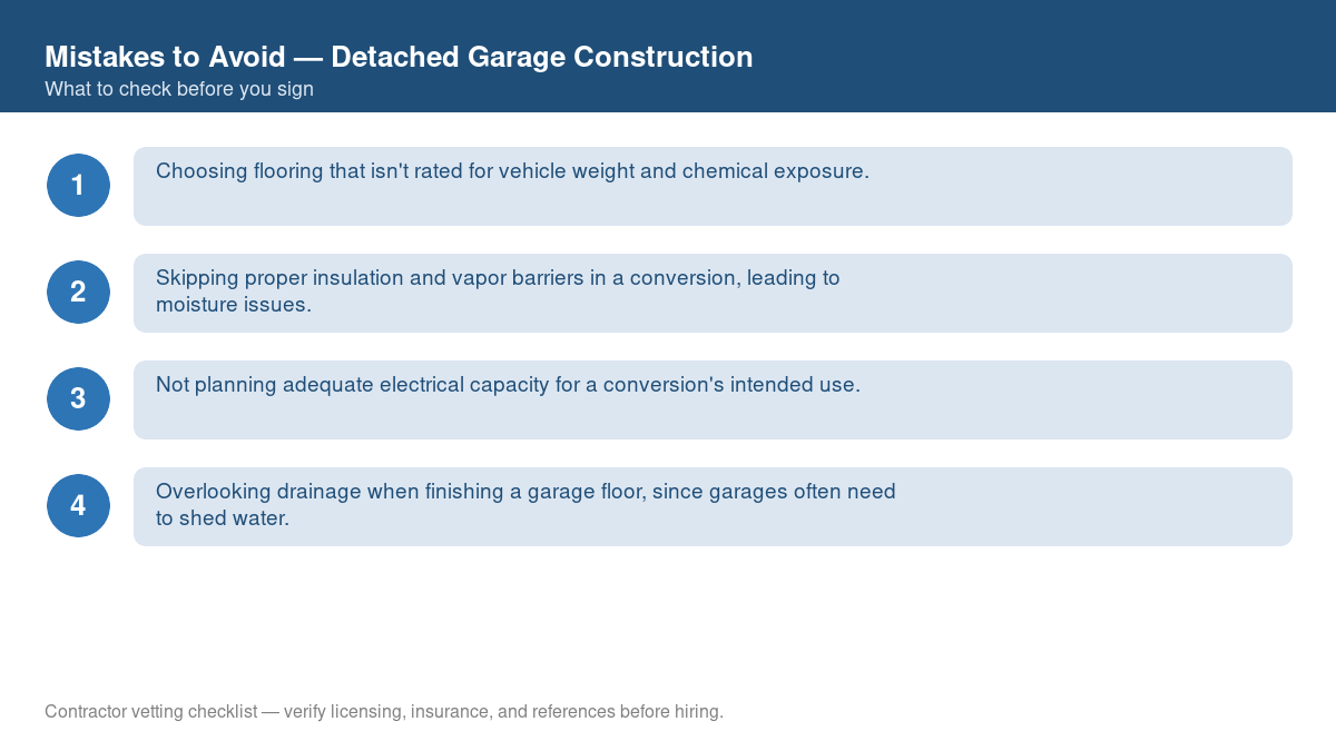 Checklist of common mistakes to avoid with detached garage construction