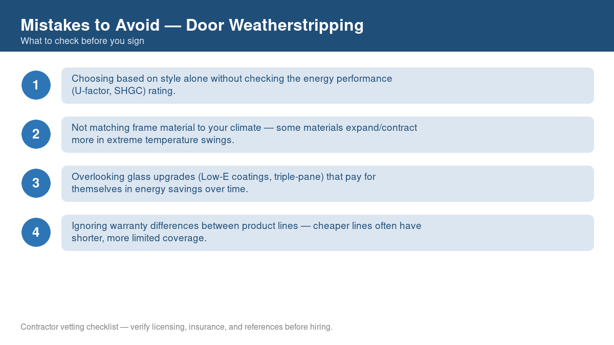 Checklist of common mistakes to avoid with door weatherstripping