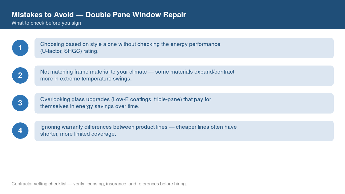 Checklist of common mistakes to avoid with double pane window repair