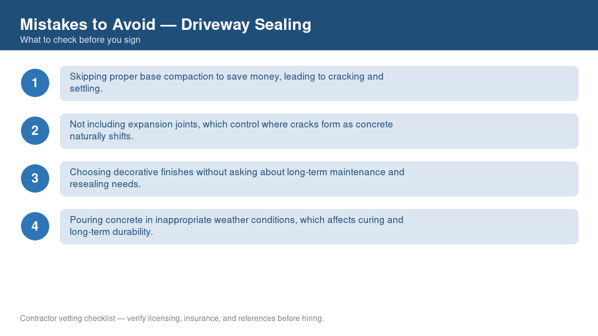 Checklist of common mistakes to avoid with driveway sealing