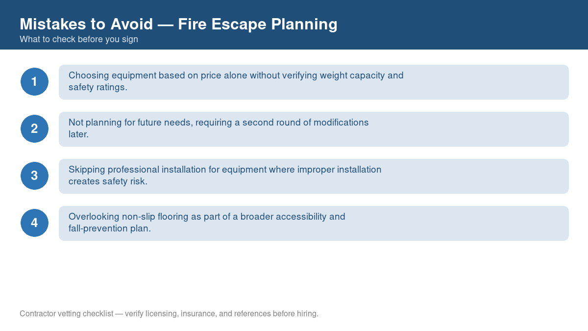 Checklist of common mistakes to avoid with fire escape planning