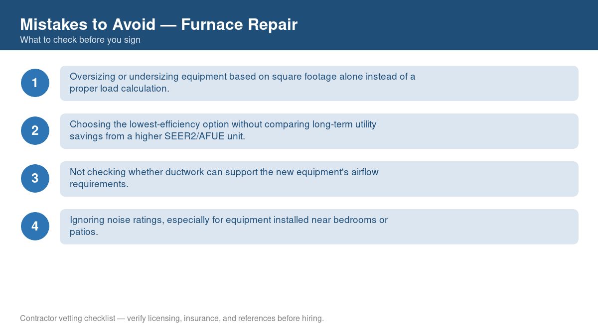 Checklist of common mistakes to avoid with furnace repair