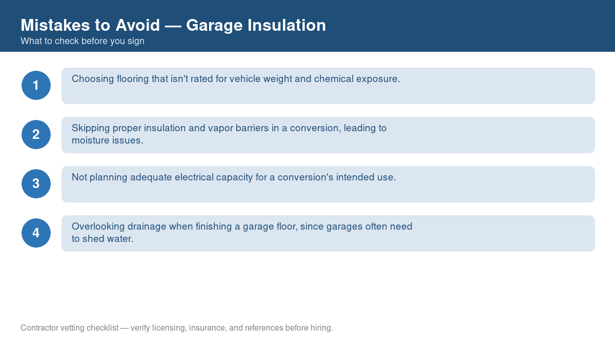 Checklist of common mistakes to avoid with garage insulation