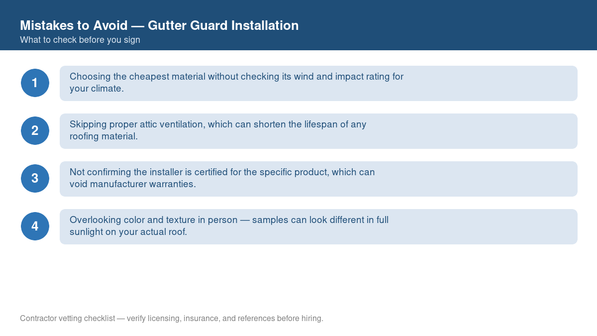 Checklist of common mistakes to avoid with gutter guard installation