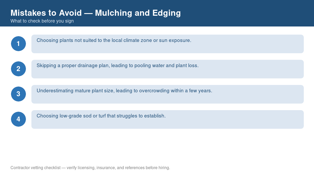 Checklist of common mistakes to avoid with mulching and edging
