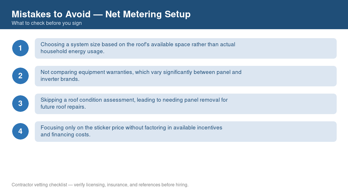 Checklist of common mistakes to avoid with net metering setup