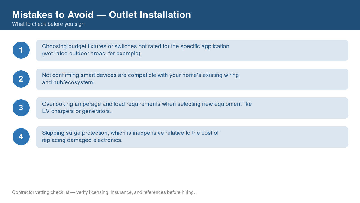 Checklist of common mistakes to avoid with outlet installation