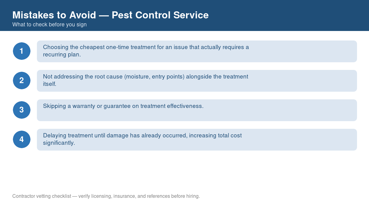 Checklist of common mistakes to avoid with pest control service
