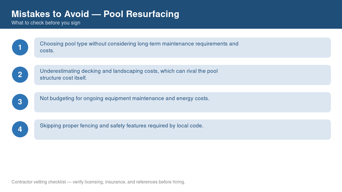 Checklist of common mistakes to avoid with pool resurfacing