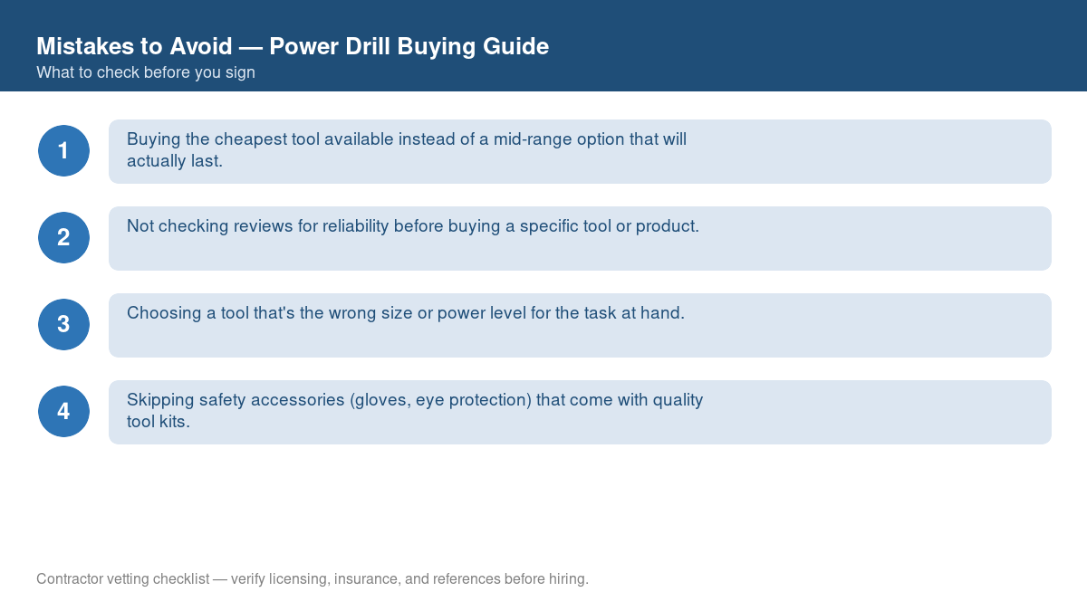 Checklist of common mistakes to avoid with power drill buying guide