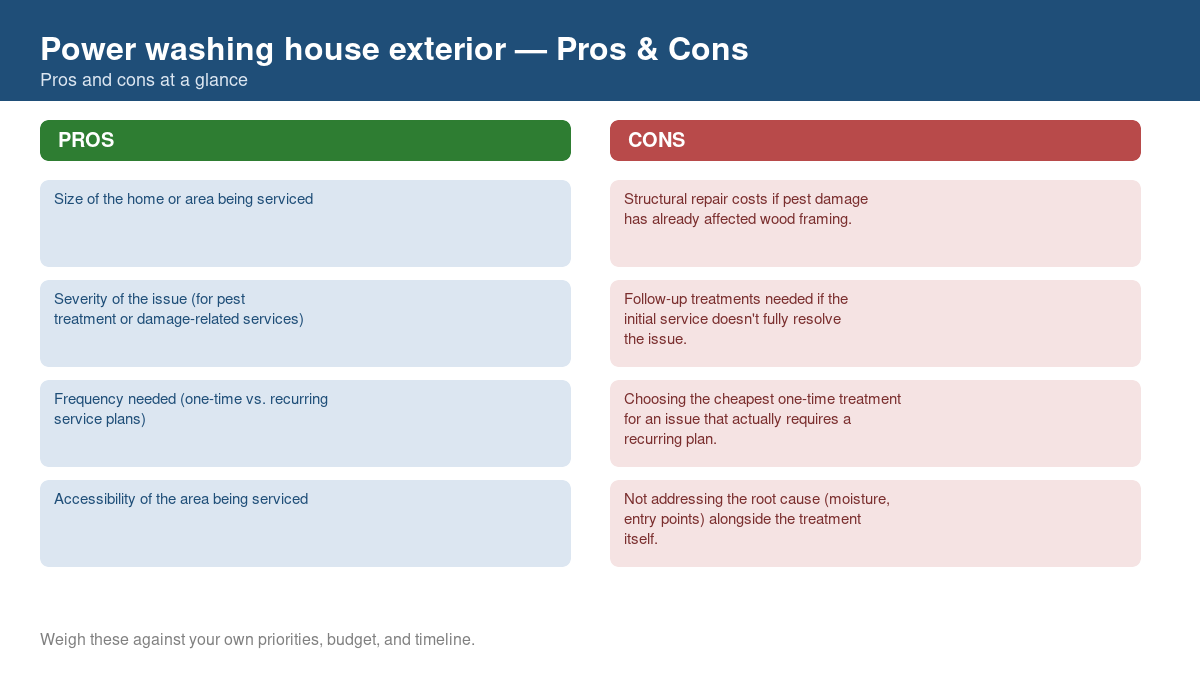 Pros and cons comparison chart for power washing house exterior