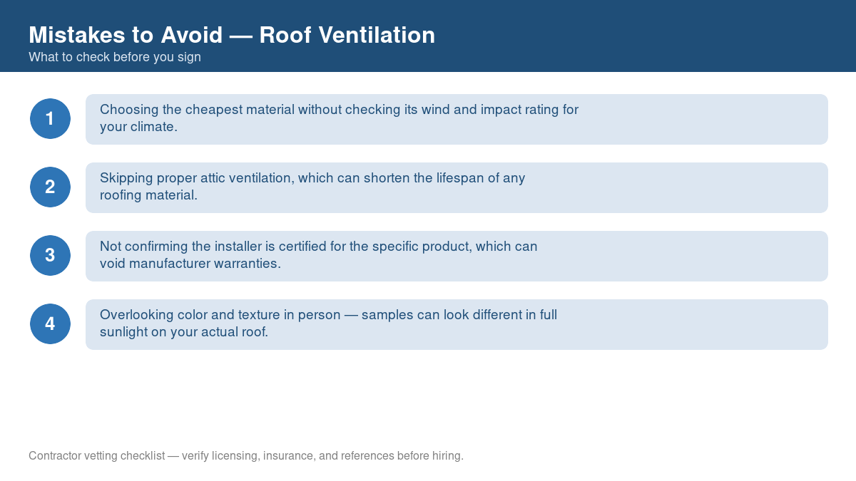 Checklist of common mistakes to avoid with roof ventilation