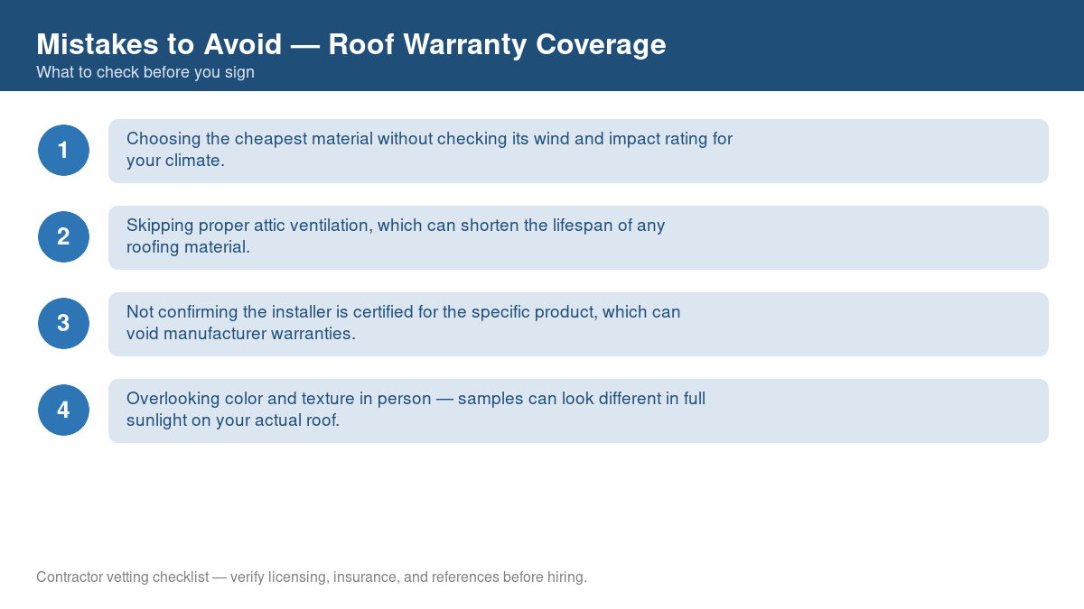 Checklist of common mistakes to avoid with roof warranty coverage