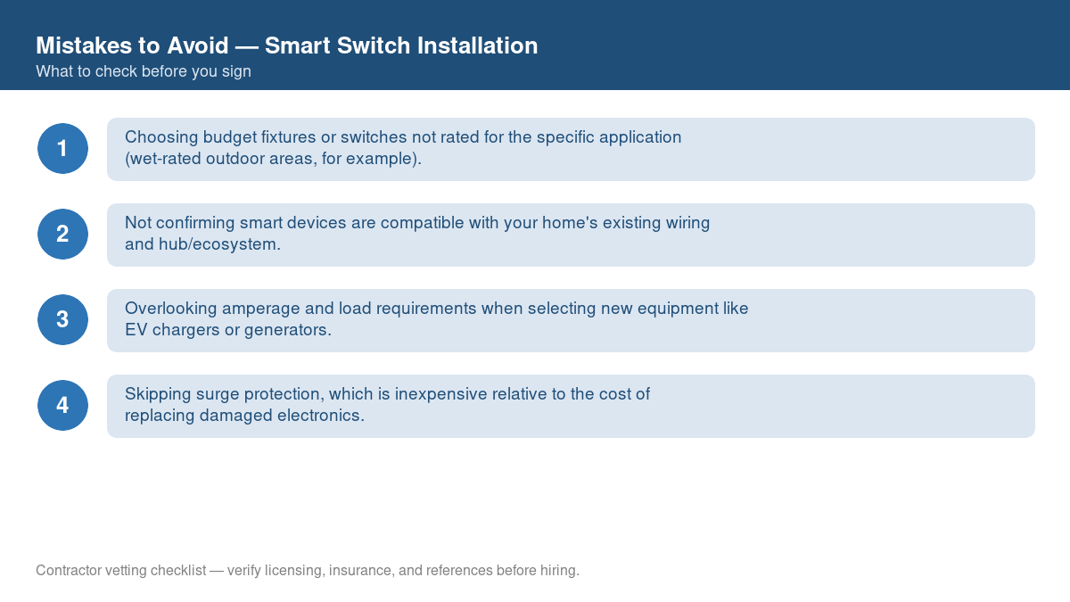 Checklist of common mistakes to avoid with smart switch installation