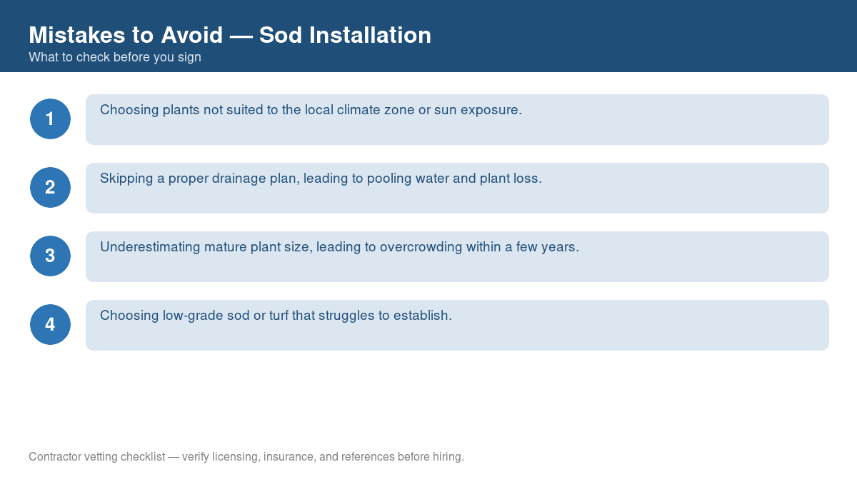 Checklist of common mistakes to avoid with sod installation