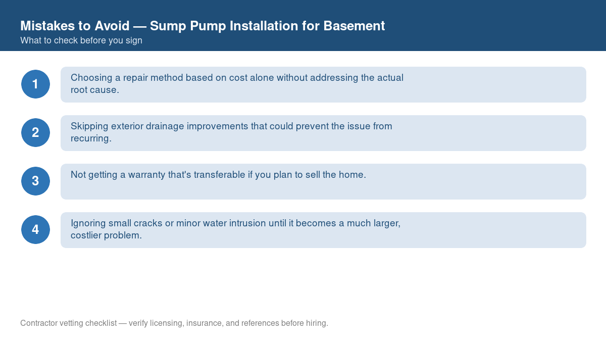 Checklist of common mistakes to avoid with sump pump installation for basement