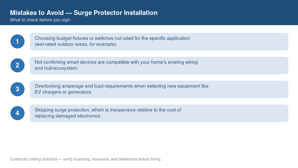 Checklist of common mistakes to avoid with surge protector installation