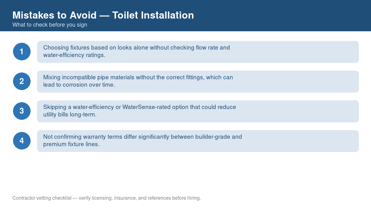 Checklist of common mistakes to avoid with toilet installation