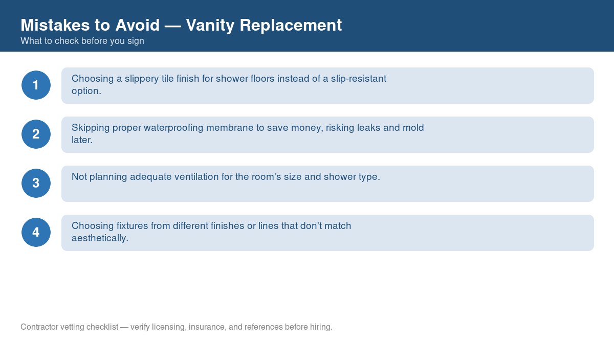 Checklist of common mistakes to avoid with vanity replacement