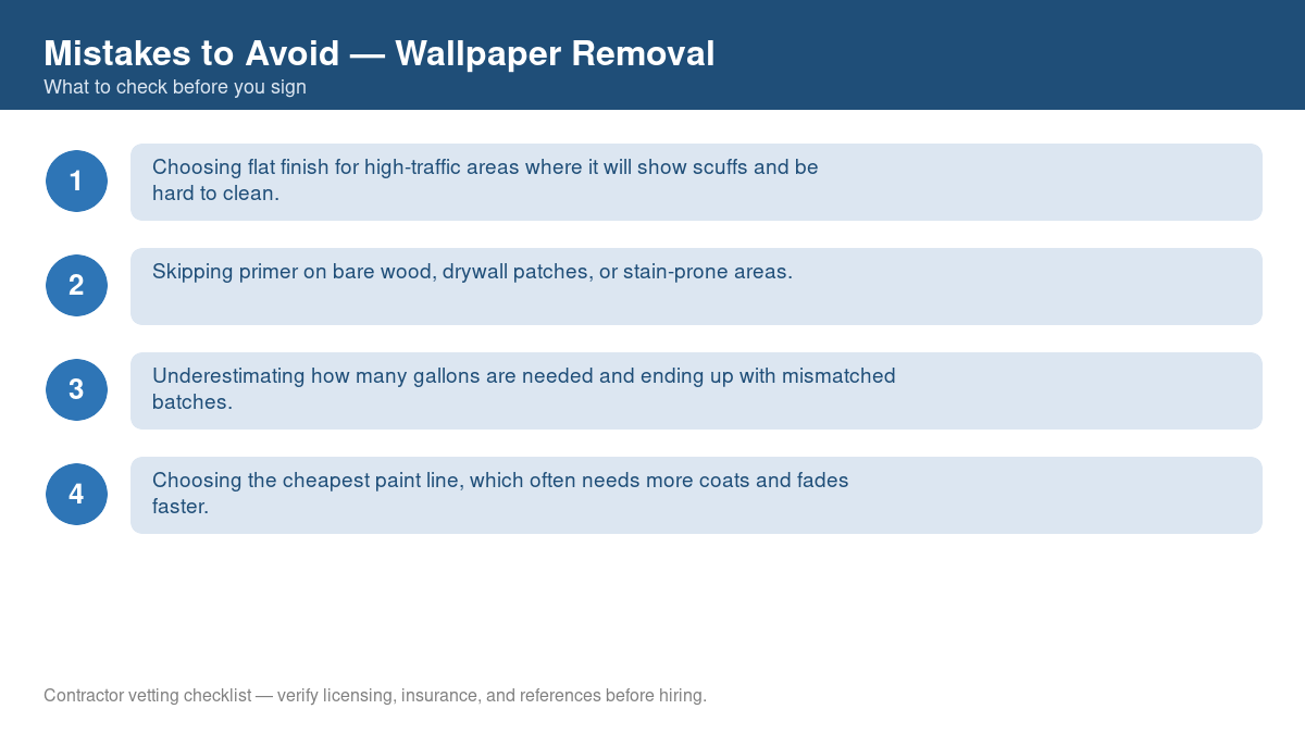 Checklist of common mistakes to avoid with wallpaper removal