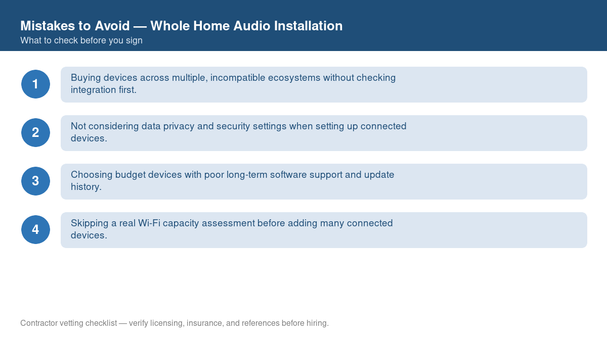 Checklist of common mistakes to avoid with whole home audio installation