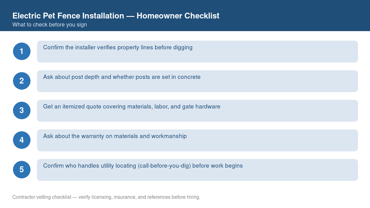 Checklist of steps to take before starting electric pet fence installation