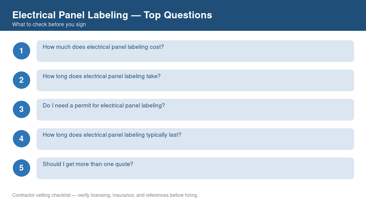 Checklist of the most common homeowner questions about electrical panel labeling