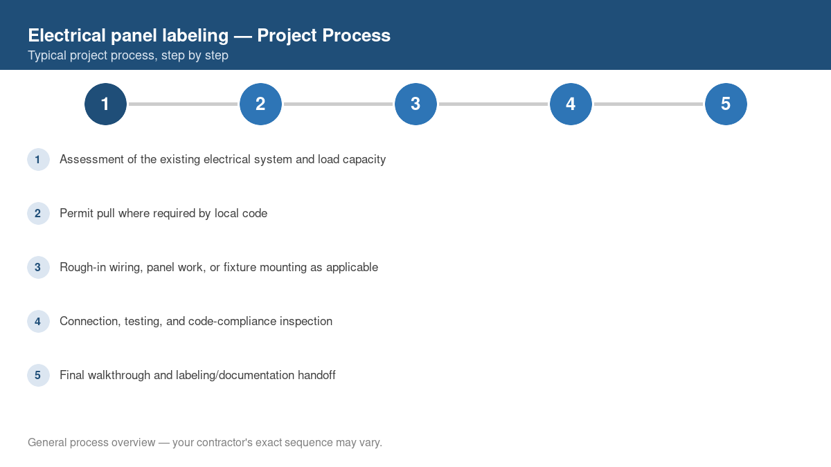 Step-by-step diagram of the typical process for electrical panel labeling
