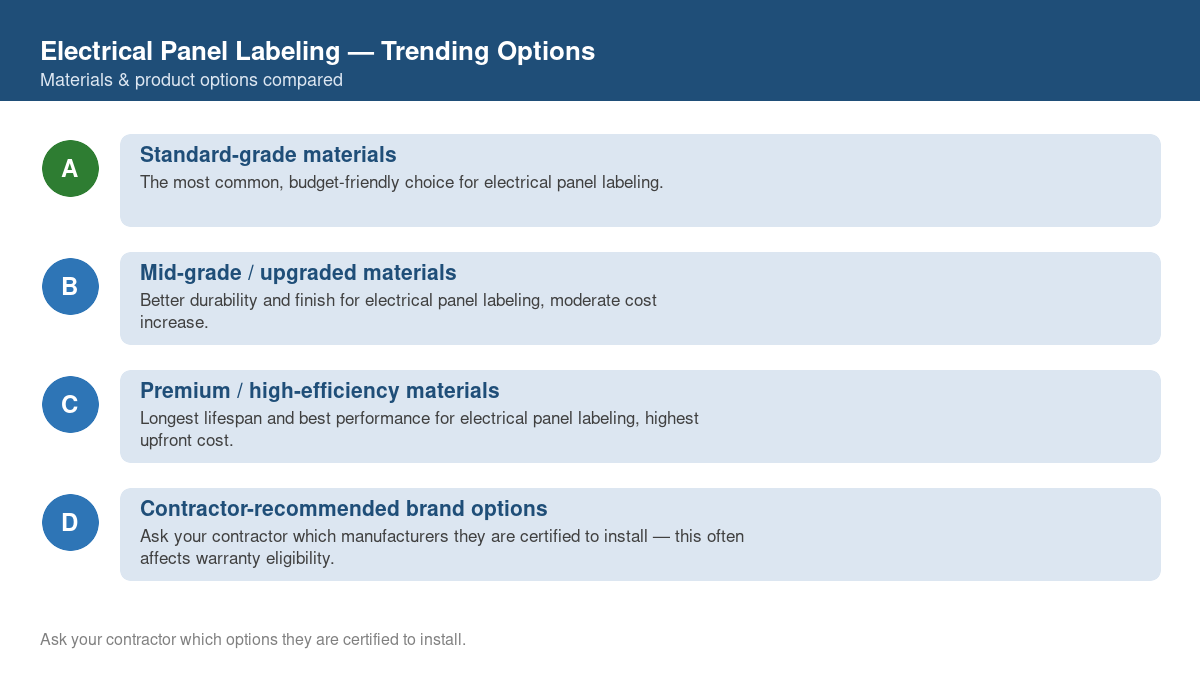Comparison of trending material and product options for electrical panel labeling in 2026