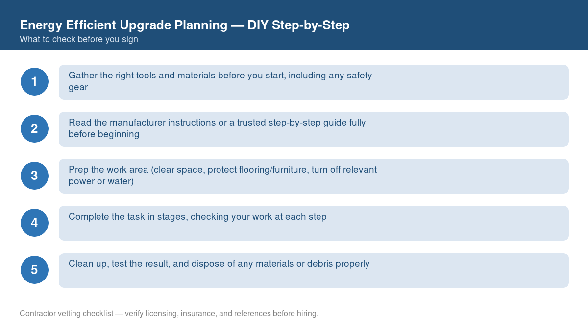 Checklist of step-by-step instructions for DIY energy efficient upgrade planning