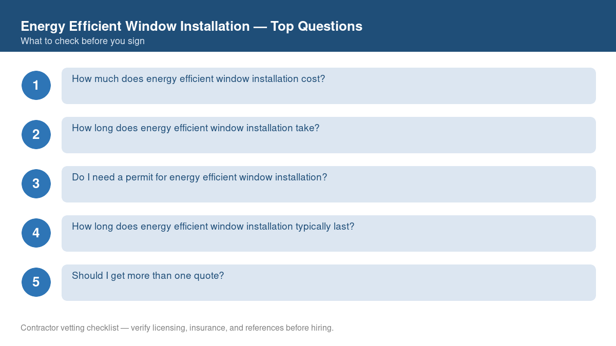 Checklist of the most common homeowner questions about energy efficient window installation