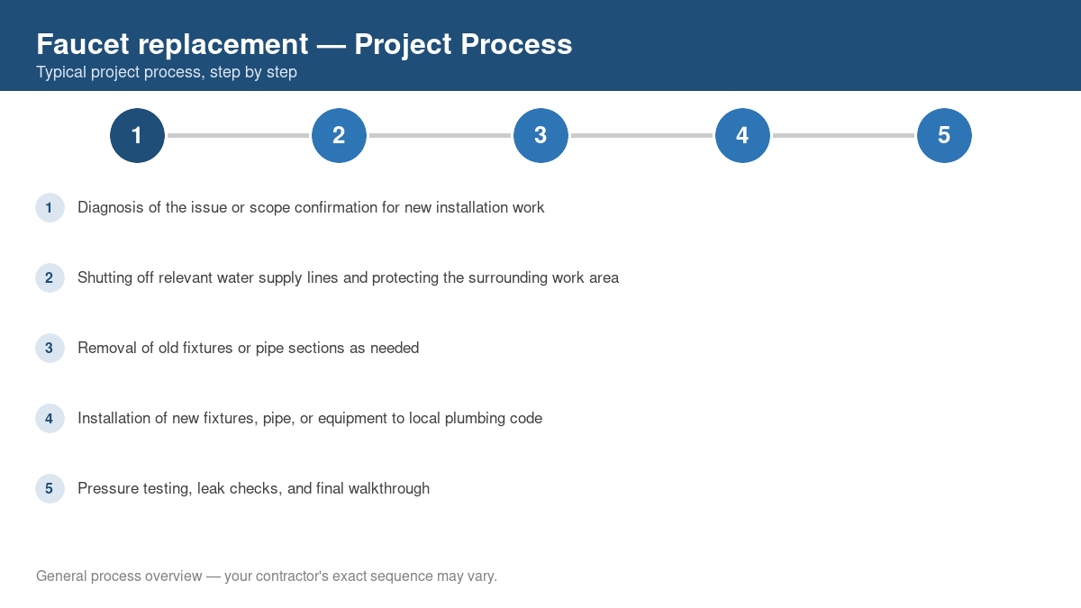 Step-by-step diagram of the typical process for faucet replacement