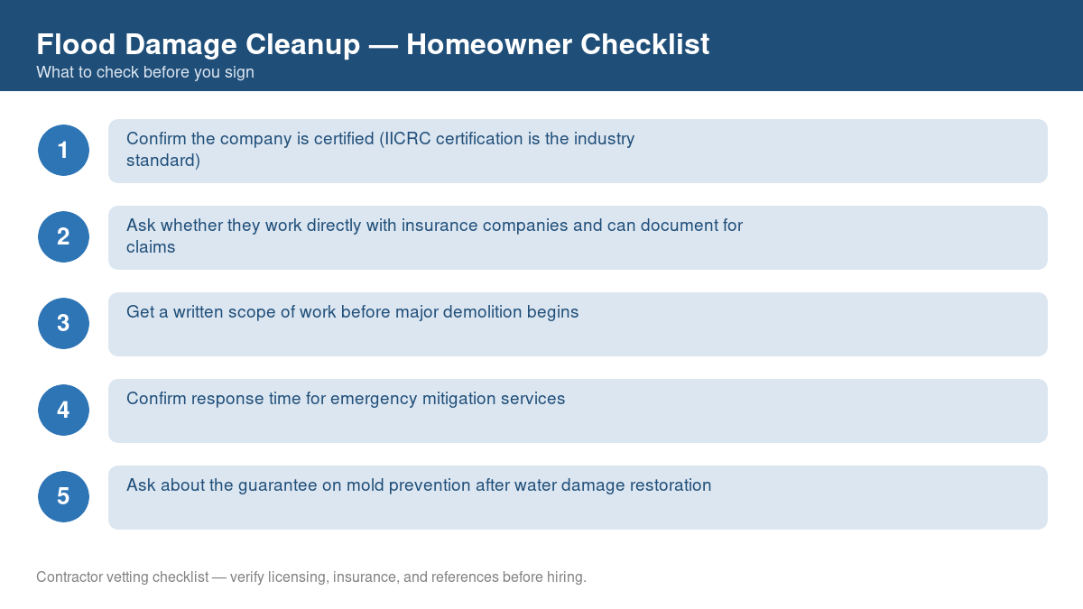 Checklist of steps to take before starting flood damage cleanup